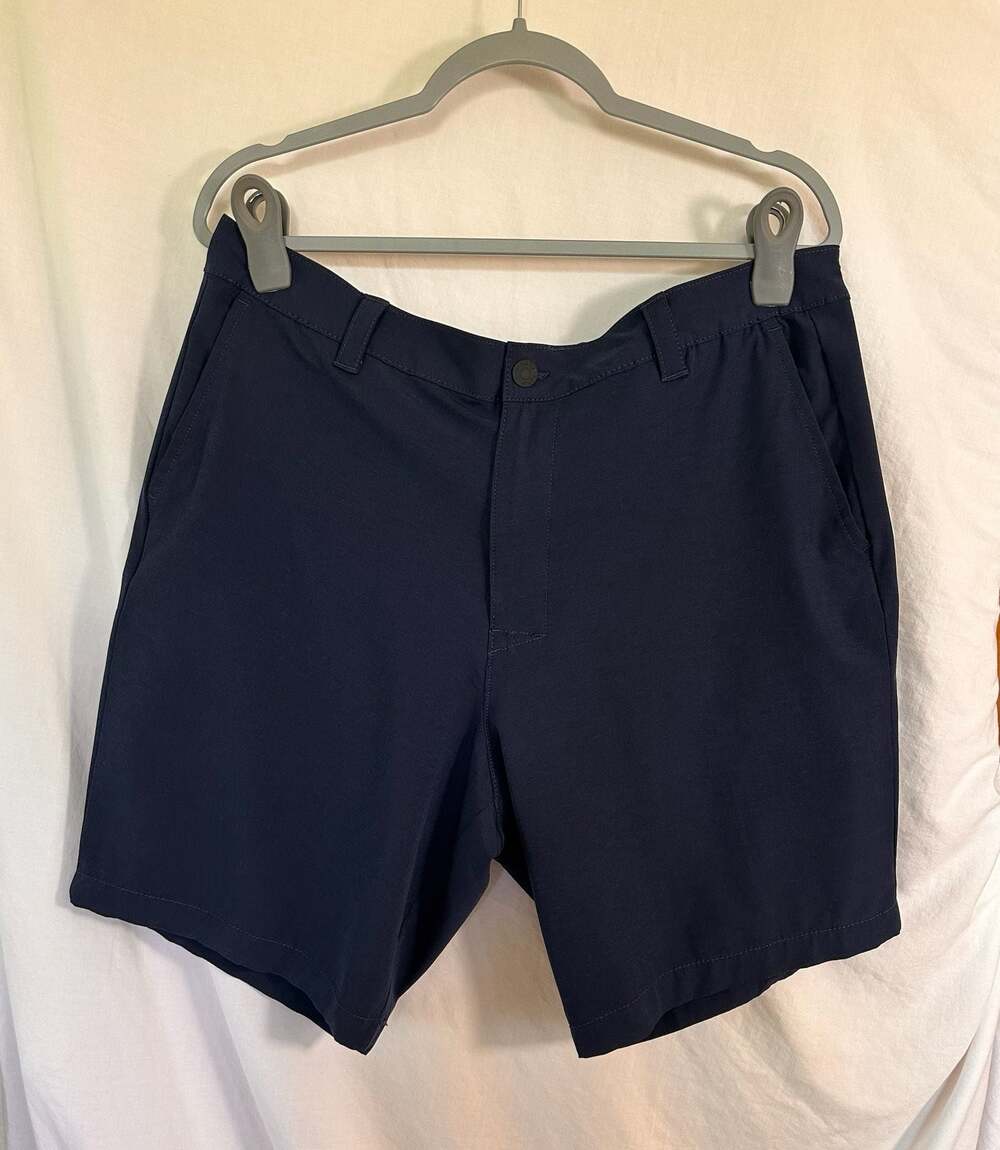 Banana Republic Mens Navy Blue Performance Tech Flat Front Shorts Size 38